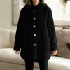 Women's Fashion Fuzzy Color Button Pocket Hooded Long Sleeve Loose Warm Jacket
