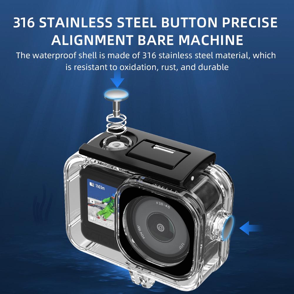 Flymile 60M Waterproof Case Underwater Diving Housing Protective Cover for DJI OSMO Action 6 Accessories With Buoyancy Stick