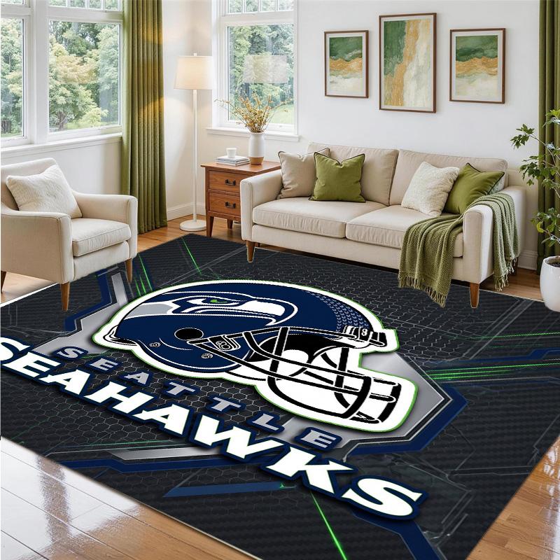 Seattle Seahawks Design Crystal Velvet Rug Soft Decorative Mat for Bedroom Entrance