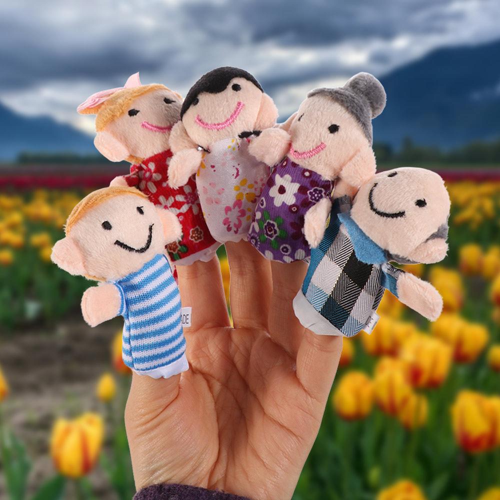 6Pcs Cloth Velvet Finger Puppets Set Soft Plush Finger Toys Puppets Toys  Educational Learning