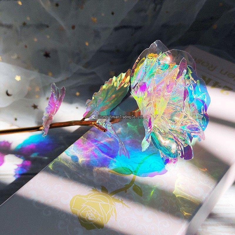 Qixi Valentine's Day Multicolor Crystal Rose Ornament