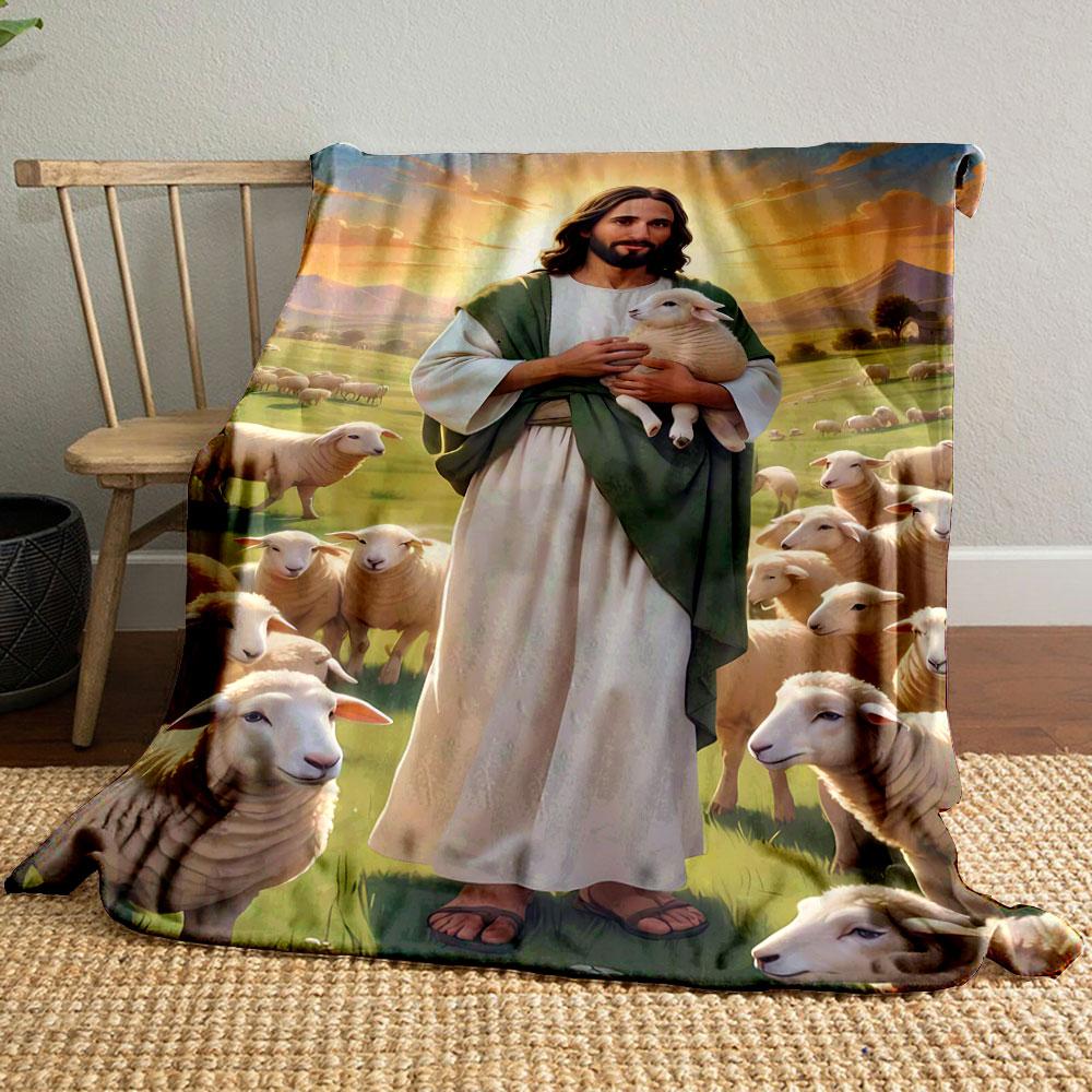 

Jesus Lamb Pasture Blanket Printed Blanket for Living Room Bed Couch lunch break Soft Cozy Blanket for Friend s festival Gift 80cm x 120cm