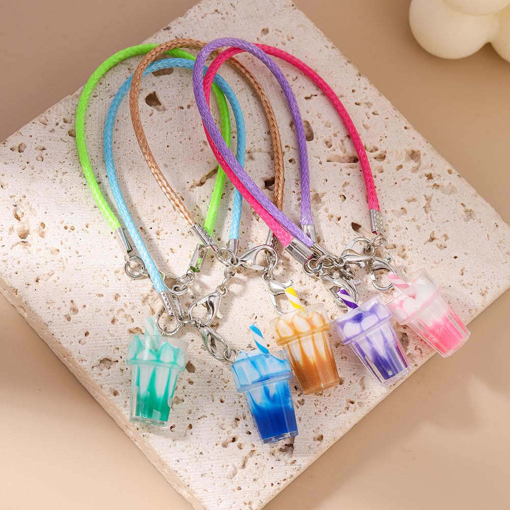 5pcs Simulation Fruit Juice Phone Chain Women Girls Drink Bottle Phone Strap DIY Keychain Pendants Mobile Lanyard Jewelry Gift