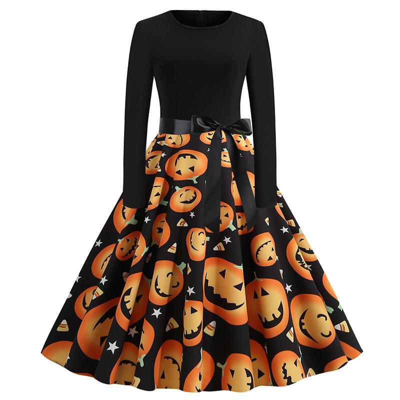 GMXIA Vestito Stampato Autunno Inverno Natale Retro Scollo Tondo Sexy