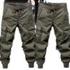 Herren Militärgrüne Mehrfach-Taschen Cargohose Europäisch-Amerikanischer Stil mit Elastischen Bündchen