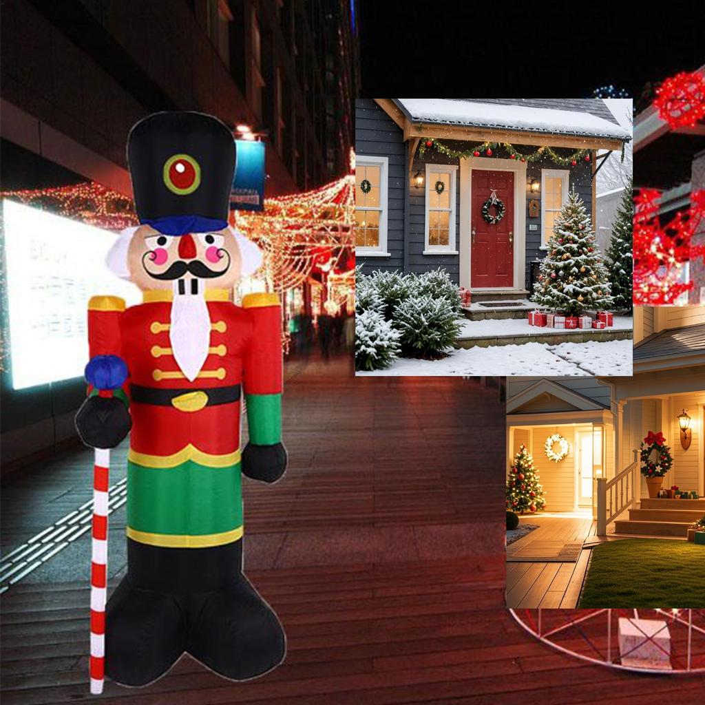 Inflatable Nutcracker LED Lights Display Blow Up Decor Christmas Outdoor Inflatables For Family Friends Indoor Party Holiday
