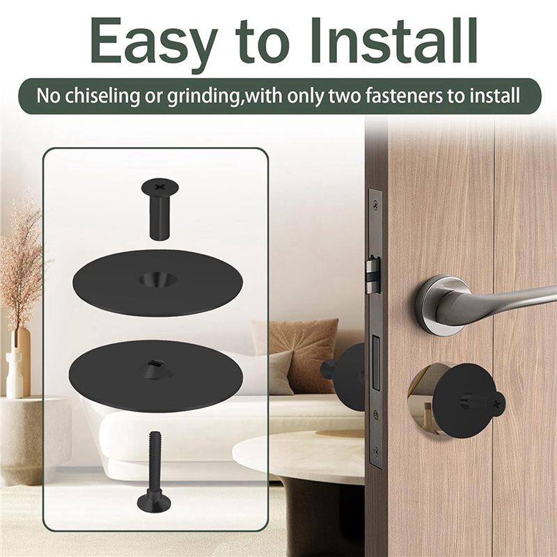 A84E-4 Set Door Hole Cover Plate,2-5/8 Inch Diameter Round Deadbolt Cover Plate,Door Knob Hole Cover Plate Black