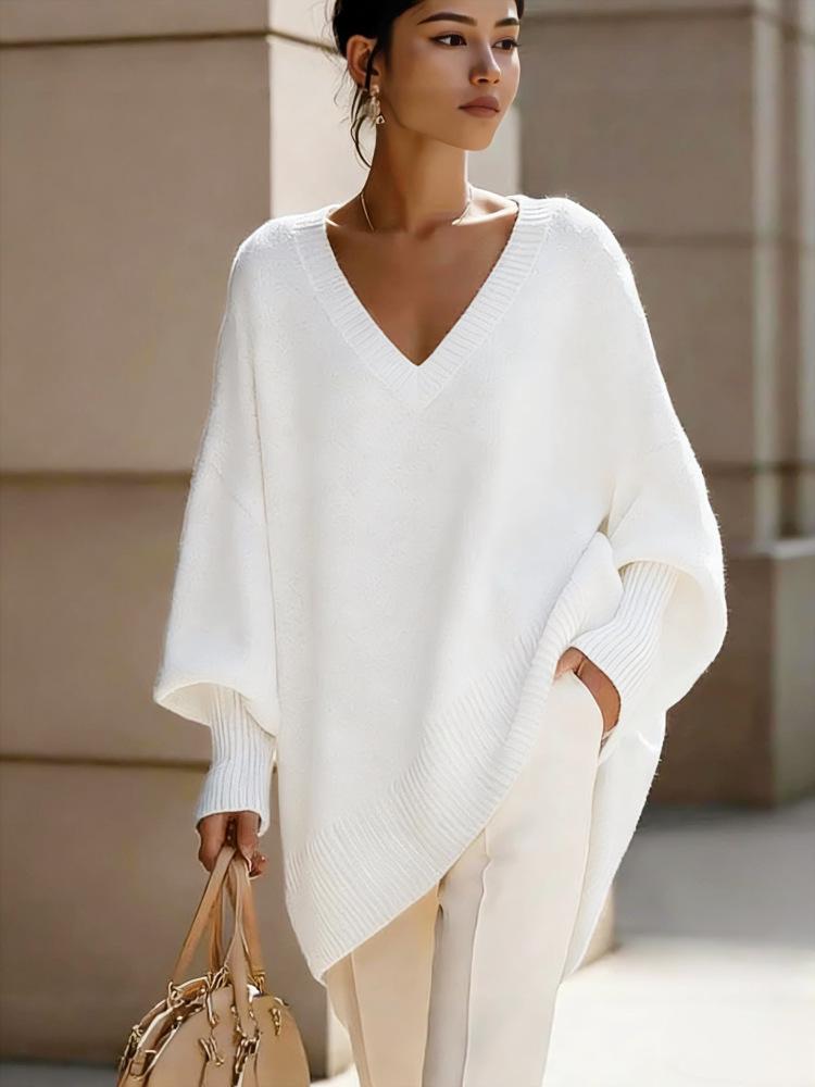 Spring 2026 Korean Style V-neck Knit Lantern Sleeve Sweater - Casual Miumiu Women’s Fashion