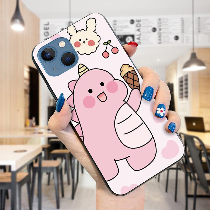 Cute Cartoon Little Dinosaur Couple Smartphone Case for iPhone 15 14 13 11 Pro Max Samsung Galaxy S23 S22 Ultra A52 Shockproof Soft TPU Phone Cover