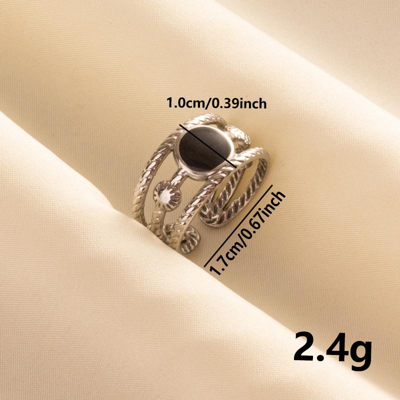 Punk Silver Color Black Enamel Sun Moon Star Eye Rings For Women Men Accessories Stainless Steel Ring Open Finger Jewelry Bagues