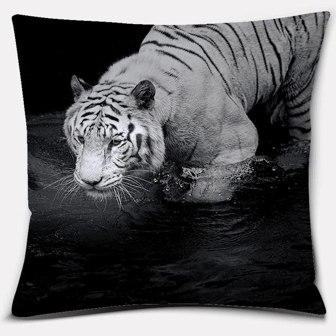 

Tiger and lion animal print pattern cushion cover for home living room sofa office car decoration square throw pillow pillowcase 16x16Inch