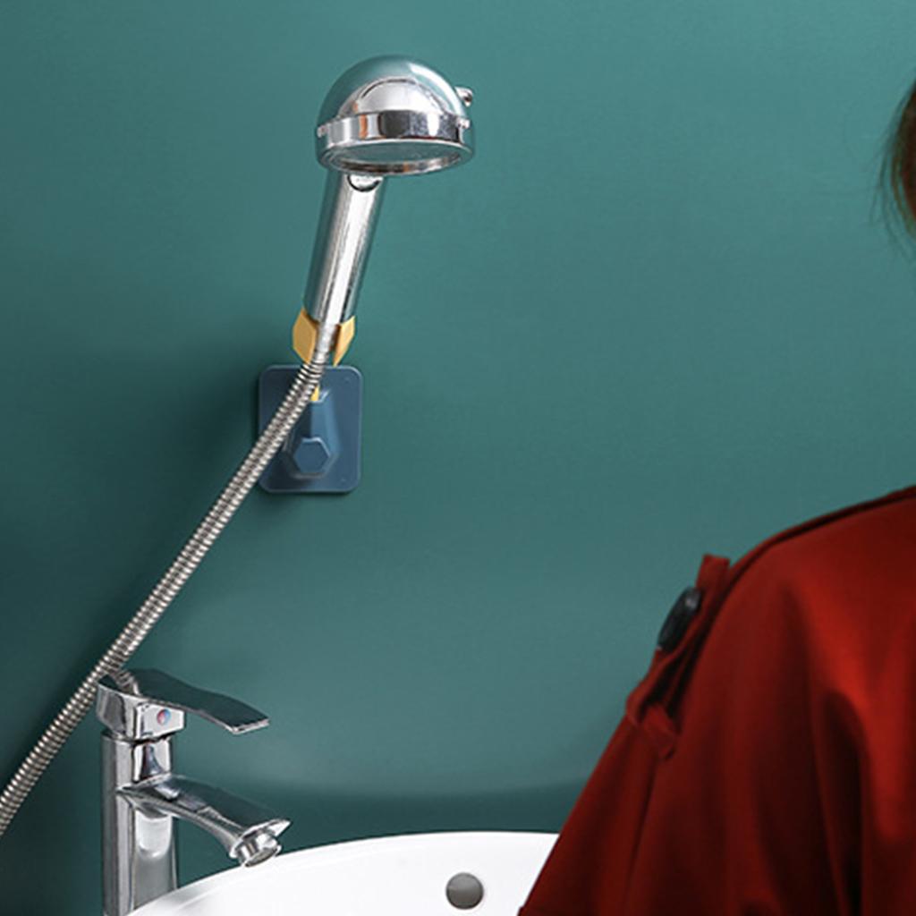 Handbrausehalter Duschkopf Sprinklerhalterung Unterstützung Stanzfrei für BadezimmerBlau und Gelb