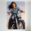 Sexy Woman On Chrome Motorcycle Desert Landscape Tin Sign Vintage Metal Wall Decor for Bar Pub Home Cafe 8x12 Inch