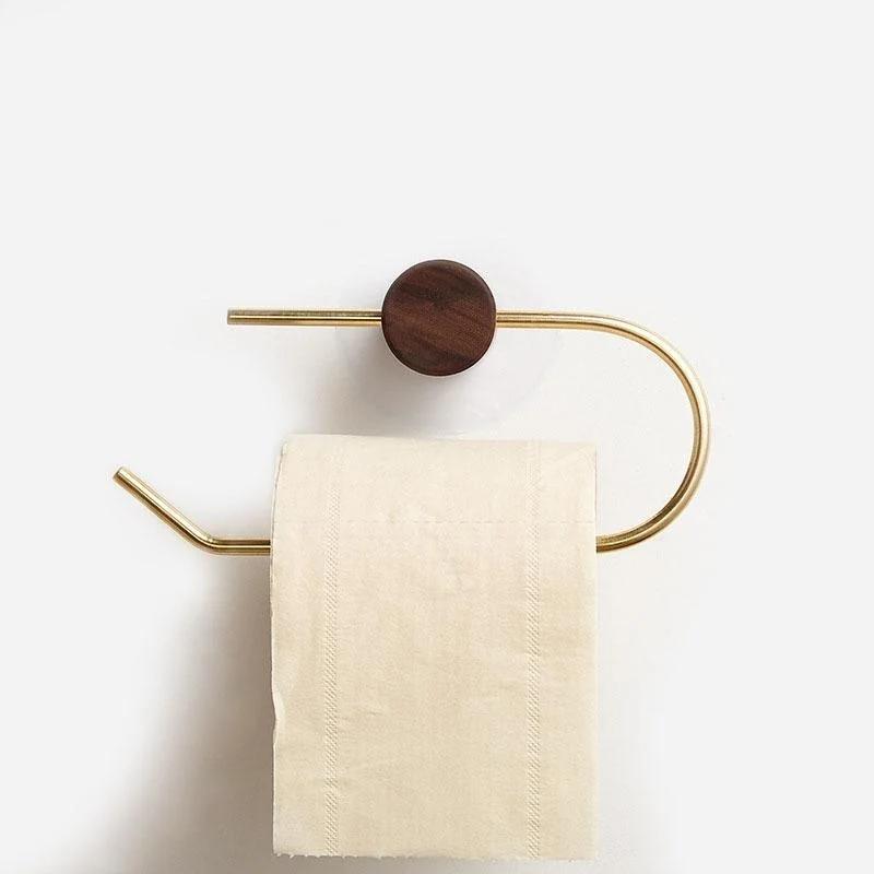 

Creative Non-perforated Racks Nordic Toilet Tissue Holder Roll Paper Holder Brass Towel Rack Toilet Paper Dispenser A