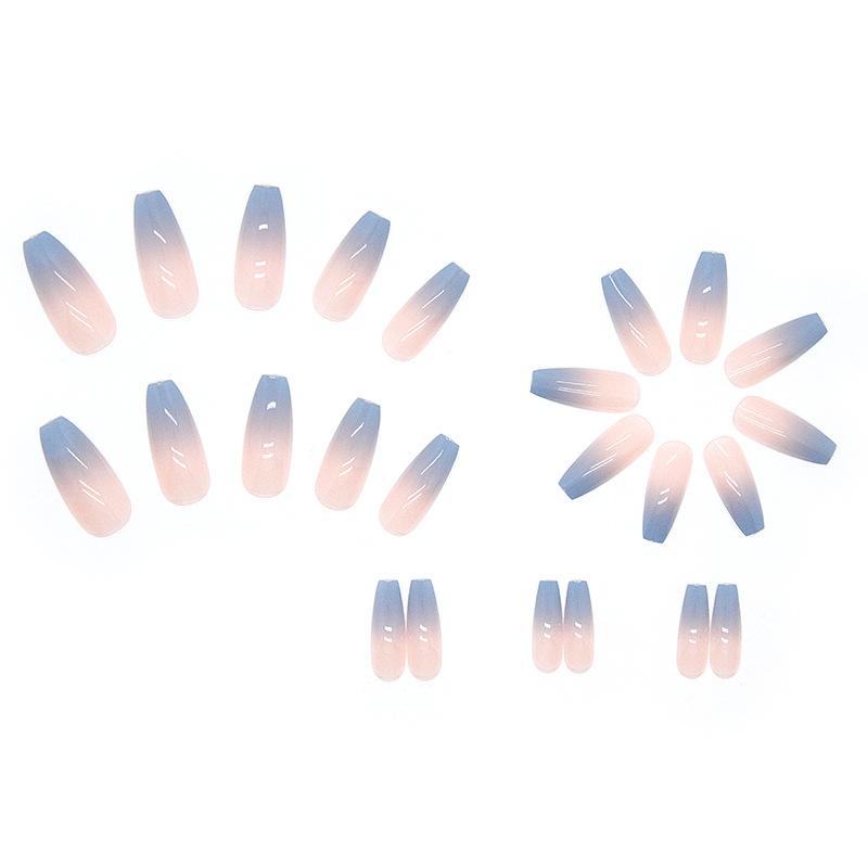 24 Stück Neue Falsche Nägel Neue Maniküre Display Nagelstück Nagelkunst Rein Zu Allmählich Farbe Ändern Langer Ballett-Nagel Fertiges Nagelstück