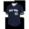 Nr. 99 Baseballtrikot New York Letterdruck Baseballhemd Lockerer Schnitt Atmungsaktiv V-Ausschnitt Kurzarm Retro Sportbekleidung