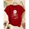 Moonlight Over Water Women's Tee - Minimalist Graphic, Casual Gray Top