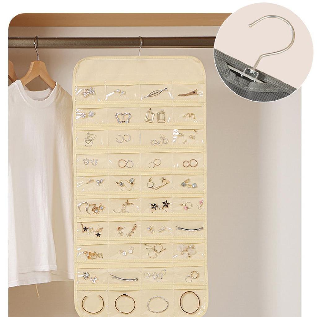 Hängender Schmuck-Organizer mit Aufhänger, Metallhaken, ein-/doppelseitiger Schmuckhalter für Ohrringe, Halsketten, Ringe am Schrank, an der Wand, an der Tür