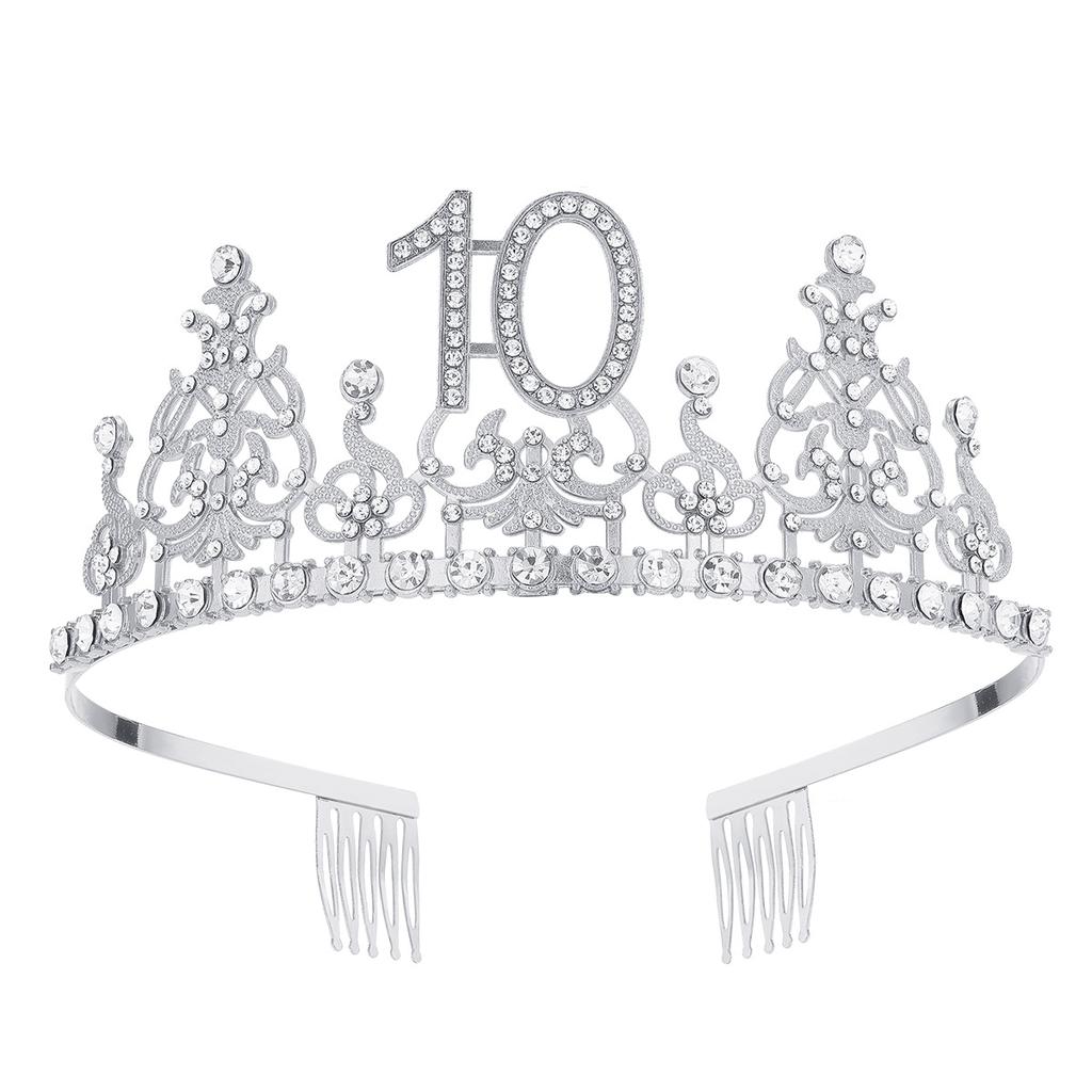 Fashion Alloy Digital Crown With Diamond Tiara 18Th Birthday Party Pearl Alloy Headband