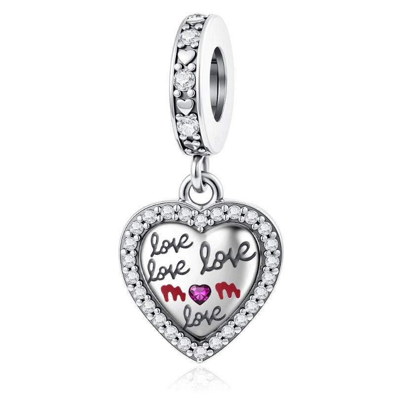 New Copper Shining Colorful Zircon Love Bow Fitting Charm Pendant Fit For Original Bracelet Diy Girls' Jewelry Love Gift