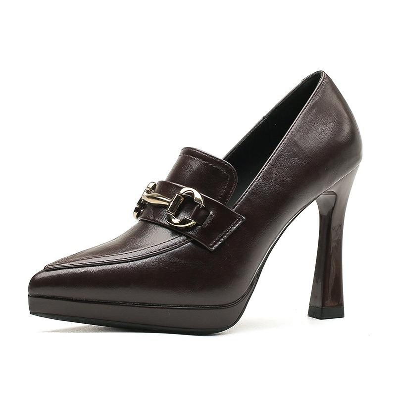 1-3 Sexy Waterproof Table Is Not Tired of Feet, High Heels for Women, Pointed Head, Thin Heel, Metal Buckle, Super High Heel Single Shoes for Women