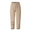 Women's summer casual loose cotton and linen embroidered wide-leg pants