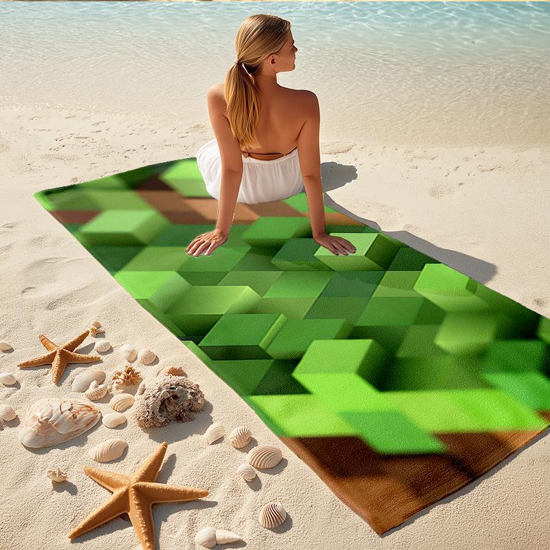 1Pc Cubescape Beach Towel, Quick Dry, Multi-Use for Beach Pool Gym Yoga Home Travel, Christmas, Halloween, Xmas Gift M928738