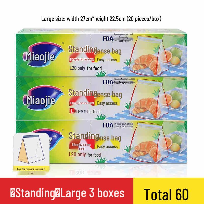 Miaojie Large Stand-Up Fresh-Keeping Freezer Bags