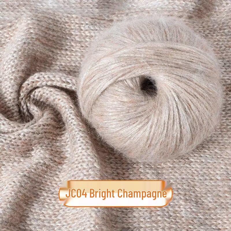 Medium-Thick Sparkly Mohair & Wool Soft Hand-Knitting Yarn Skein