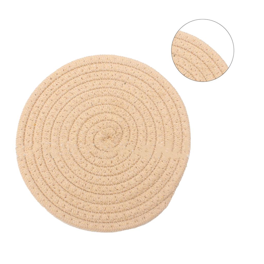 Koppunderlägg Rund Väv av Bomullstråd Handgjord 4,3 tum Isolering Tjock Mångsidig Dryckesunderlägg för