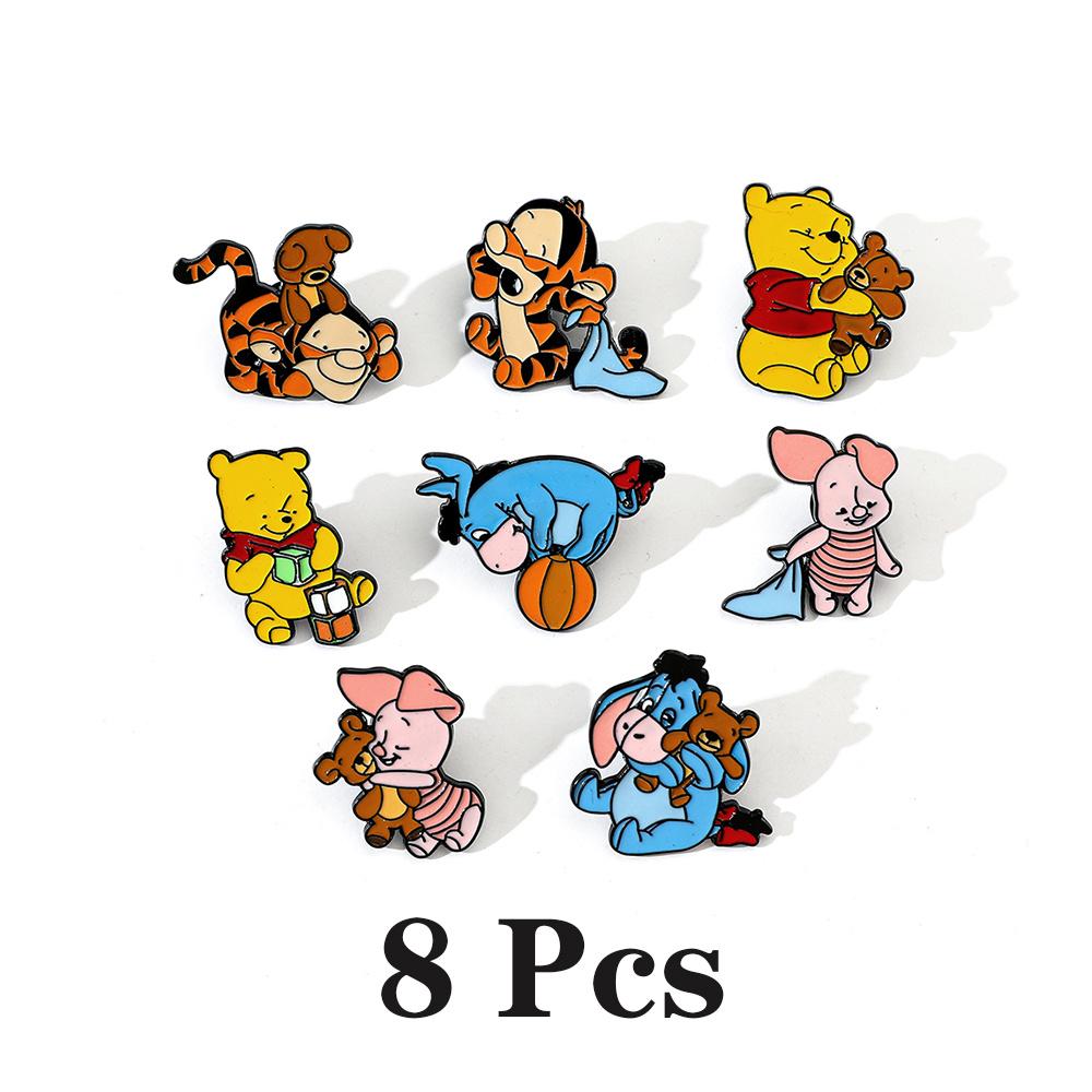 

8 PCS Disney Cute Cartoon Brooches Winnie the Pooh, Piggy and Eeyore - Enamel Pins and Metal Badges for Clothes, Backpacks and Gifts for Friends 8pcs
