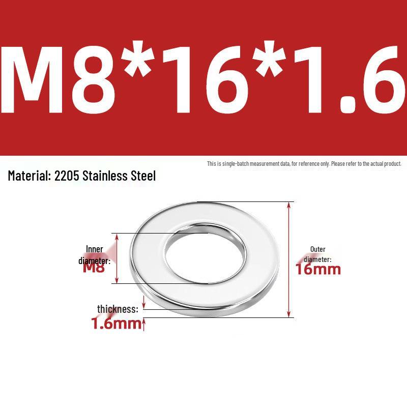 High-Strength 2205 Duplex Stainless Steel Flat Washer, Grade 8.8, DIN125 Standard for M6-M36 Screws