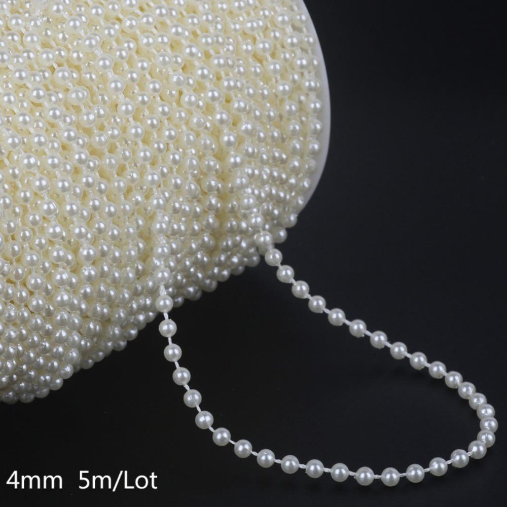 Fashion 5m Pearl Bead String 4/5/6/8/10mm Round Imitation Pearls Chain Pearl Beads Garland String Party Decoration