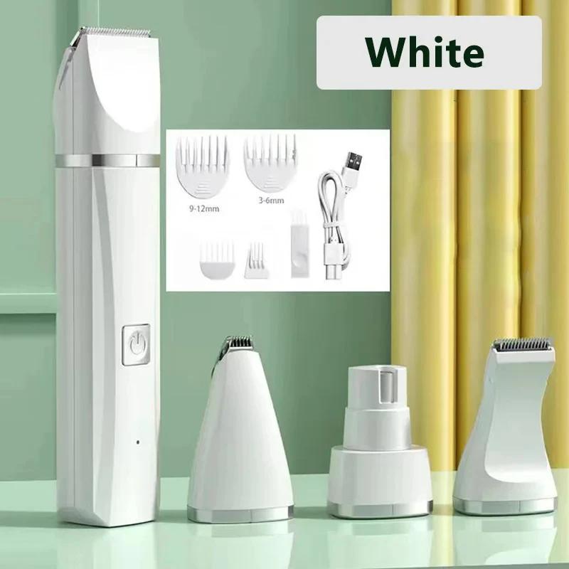 

Многофункциональная электрическая машинка для стрижки собак 4-в-1 для груминга, беспроводной триммер-бритва, малошумный инструмент для питомцев белый