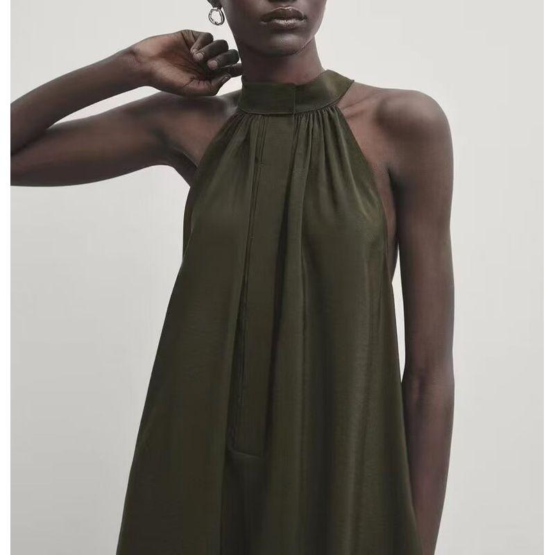 MD Spring New Arrival French Style Temperament Elegance Wind Hanging Collar Chic Sleeveless Sling Dress 6696783