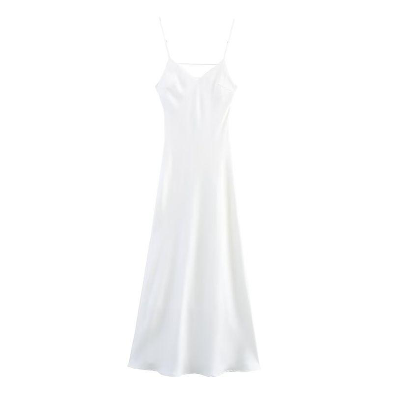 Kaslead New Women clothes Western Style Fashion Slim fit Silk Satin Texture Midi Dress 3248331