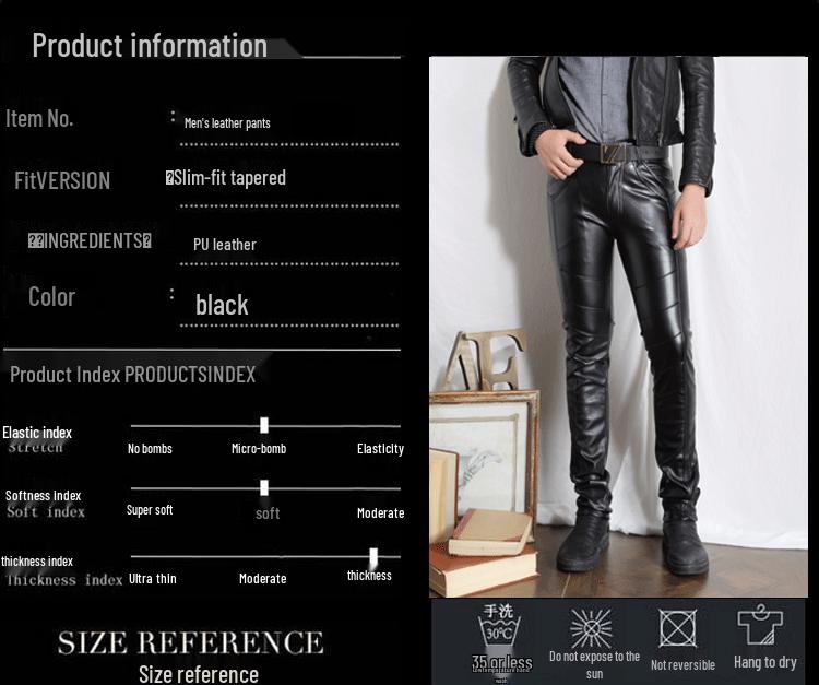 Men's Korean Slim Fit Tapered Leather Pants - Autumn/Winter Casual Wear