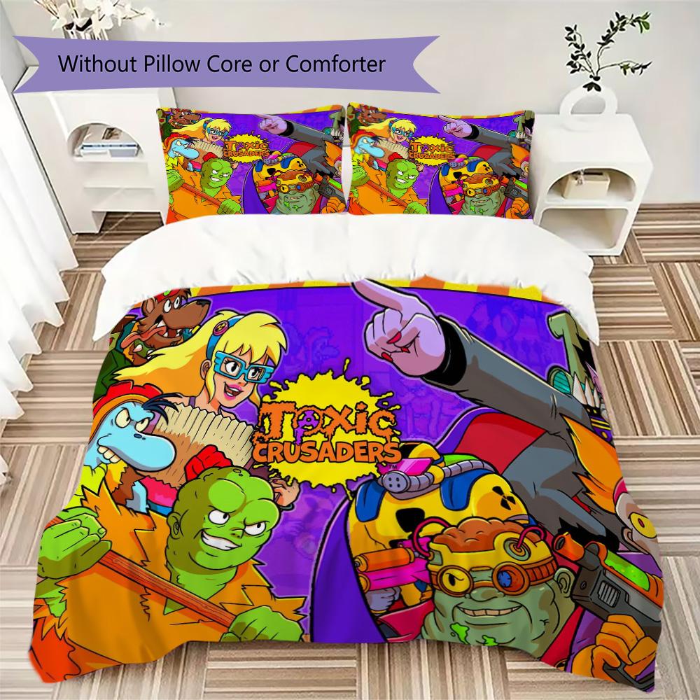 Toxic Crusaders Pattern Bedding,Quilt Set Quilt Cover Pillowcase Home Birthday Gift (1*duvet cover+2*pillowcase,without core)ASJT261020021