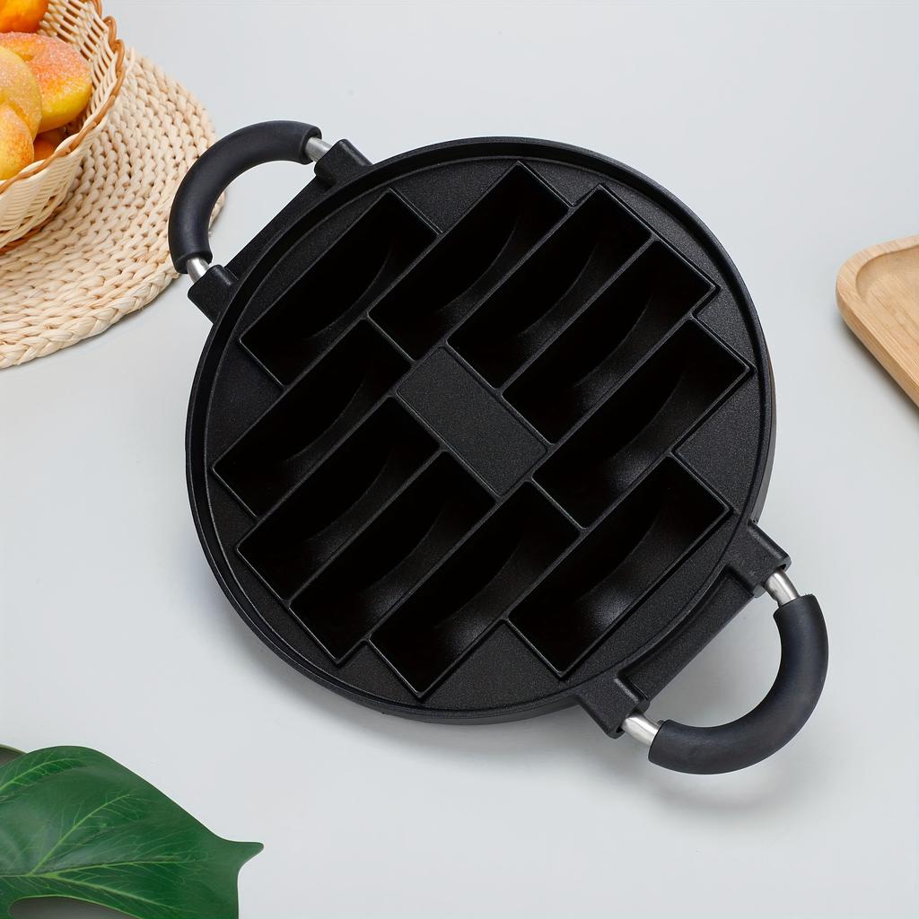 1pc Black Aluminum 10 Cavity Square Cake Mold with Handles , Non Stick, Gas Stove Compatible Baking Pan for Perfect Mini Cakes