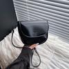 Korean Retro Crossbody Saddle Bags for Women Versatile Lightweight Ladies Pu Shoulder Bag Simple Solid Color Girls Handbag Purse
