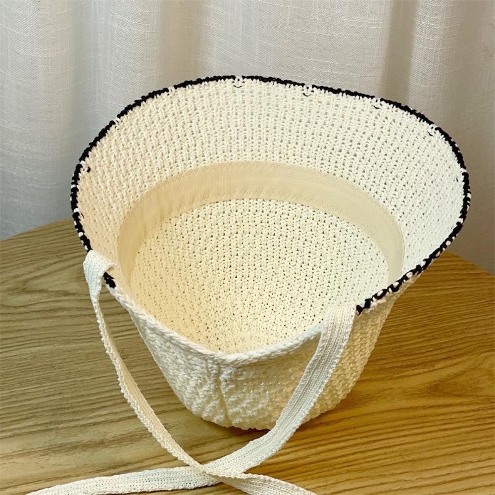 Woven Bucket Hat Acrylic Fiber Fisherman Hat Fashion Beach Sun Hat  for Women