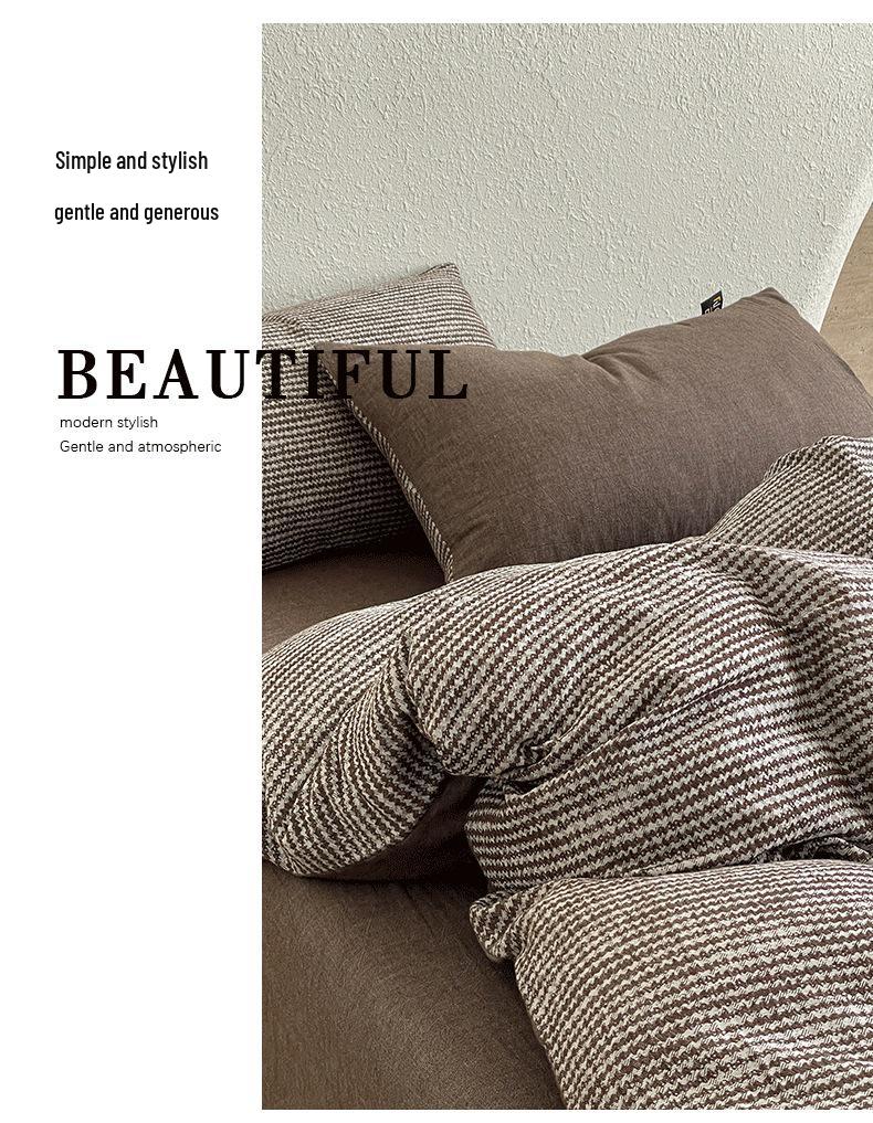 Luxury Cotton Yarn-Dyed Duvet & Bedding Set - 4 Pieces, Light Wash, Fits 1.8 Bed