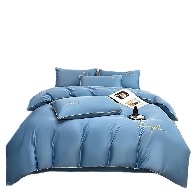 Luxurious Silky Ice Silk Embroidered Bedding Set