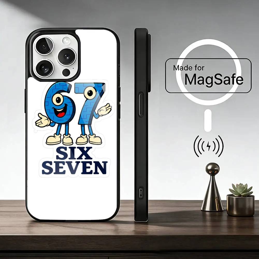 67 Six-S-Seven Phone Case For iPhone17,16,15,14,13,12,11 Plus,Pro Magnetic For Magsafe Wireless Charging
