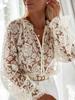 European & American Women's Casual Lace Hollow Long-Sleeve Top