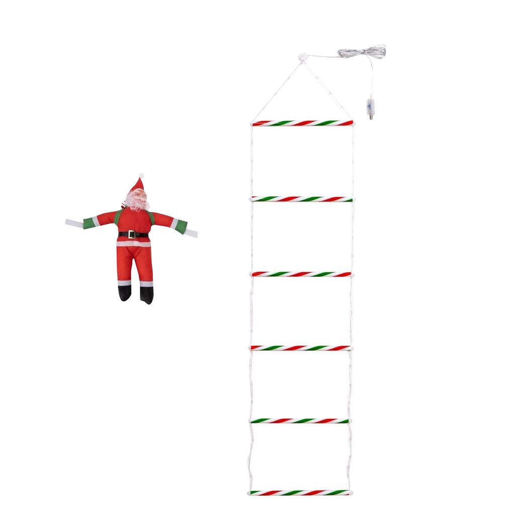 Remote-controlled Heated Christmas Ladder Santa's Climbing Ladder To The Christmas Tree Santa Ascending The Ladder Illuminated Santa's Climbing Ladder