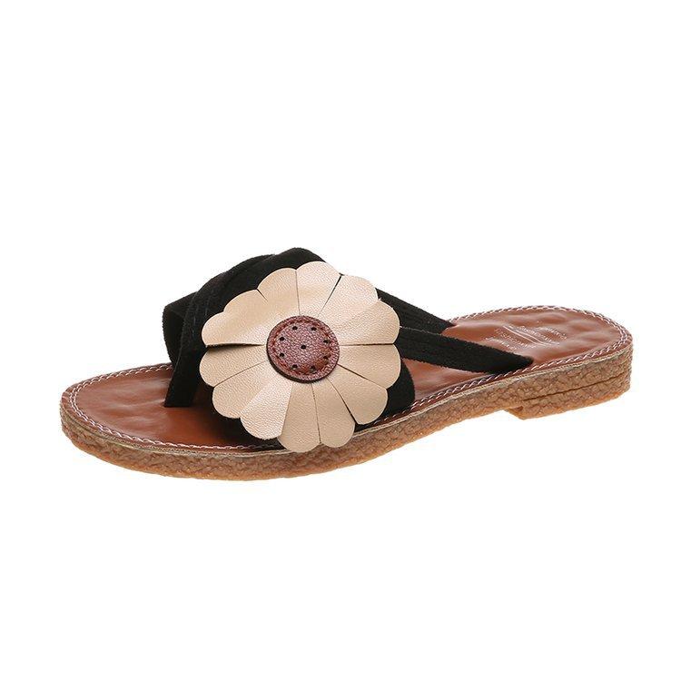 Bow soft bottom herringbone toe cool slippers women's versatile beach cool slippers