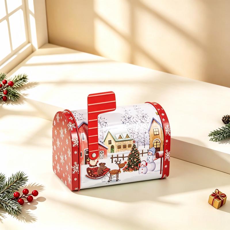 Christmas Mailbox Tin Gift Box - Ornament and Candy Holder