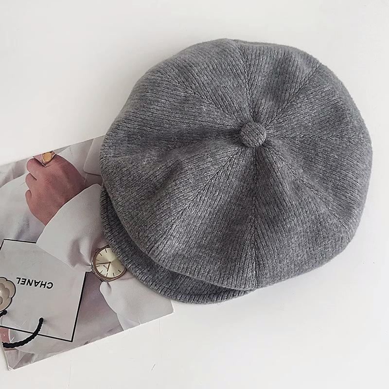 

Solid Color Versatile Octagonal Hat for Women in Autumn and Winter Hong Kong Style Warm and Face Showing Little Painter Hat Newsboy Hat Trendy