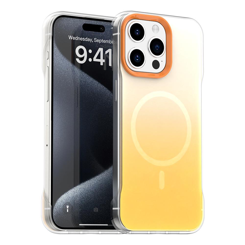 For iPhone 15 Pro Magnetic Case Gradient Design Borderless IMD TPU+PC+PET Phone Cover